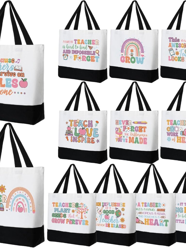 12 Pcs Teacher Tote Bags Gifts Bulk For Women End Of Year Graduation Retirement